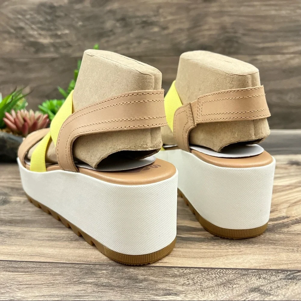 NIB Sorel Cameron Flatform Slingback Wedge Sandal Honest Beige - Picture 8 of 13